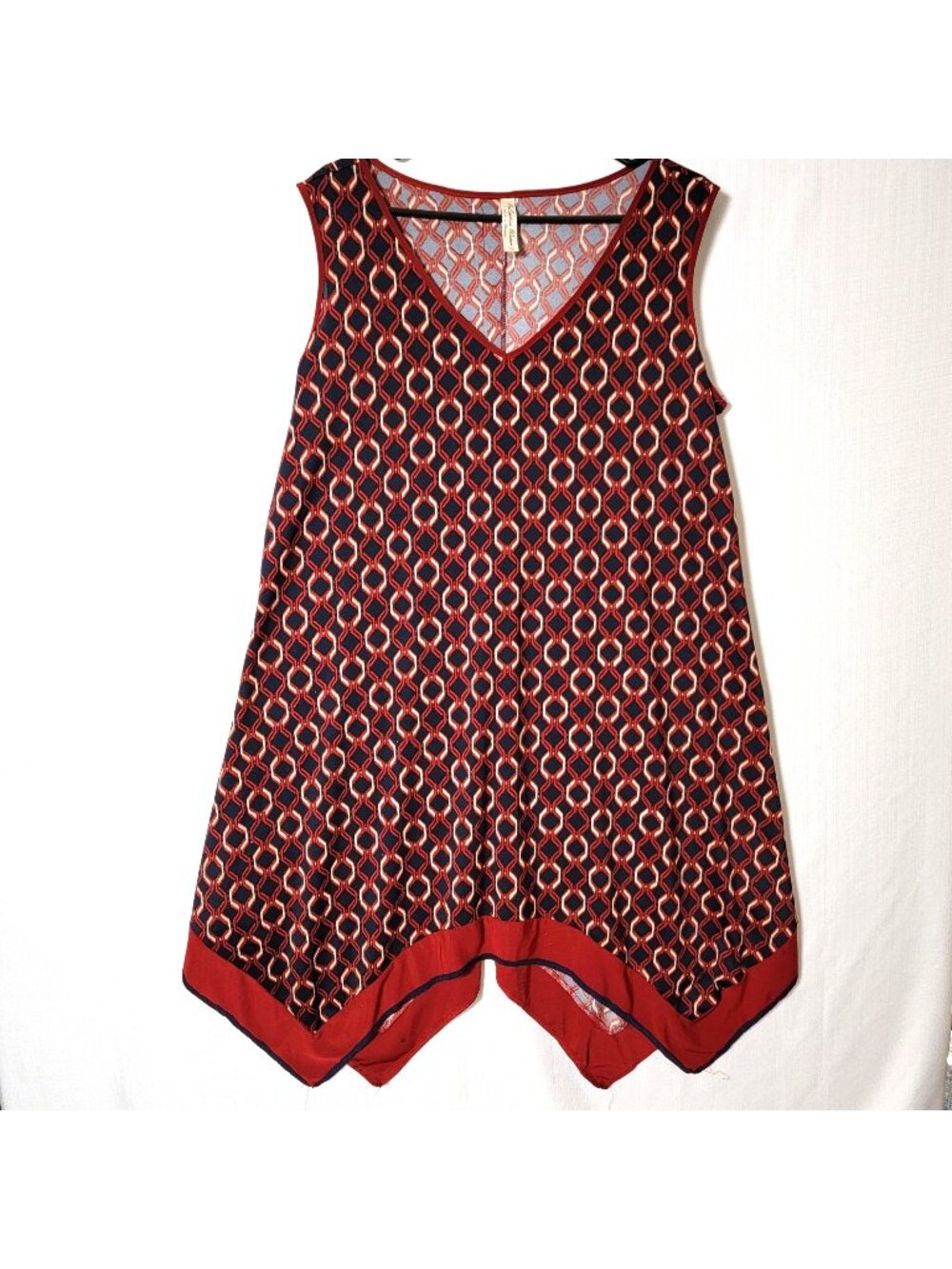 PerSeption Women Hi Lo Summer Dress Womens Sz 1X Navy Red White Vacation